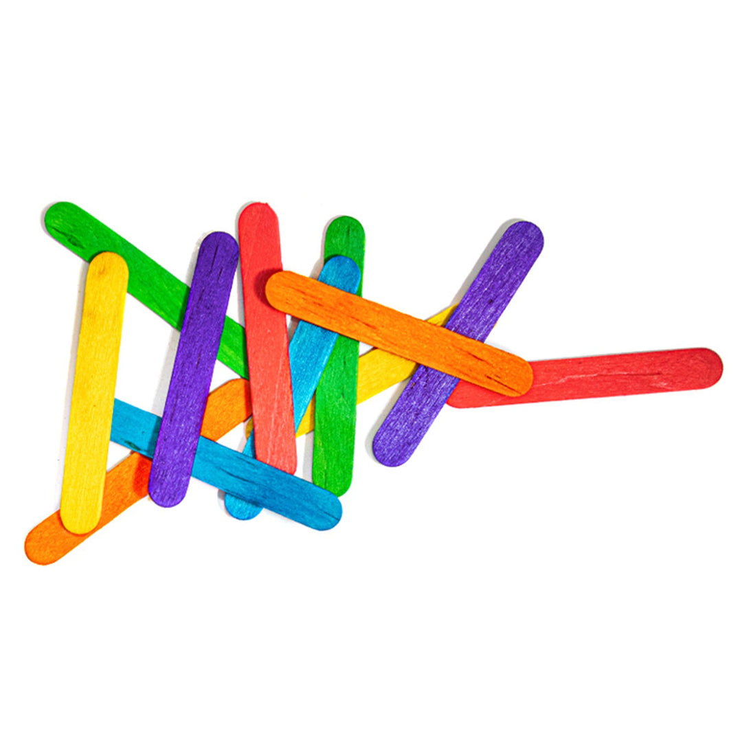 Mini Wood Craft Sticks, Natural and Multicolor, 2.5 inches length, 50 Pcs, 12-Pack