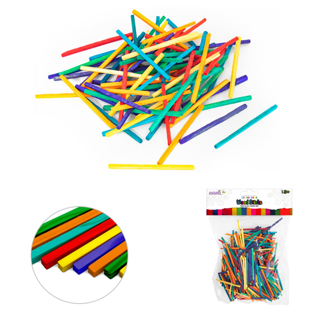 Colored Craft Match Sticks, Multicolor, 40 Grams, 1 Pack, 12-Pack