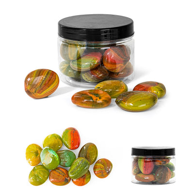 Decorative Stones, Polished Pebbles, Color Variety, 450g, 12pcs, 12-Pack