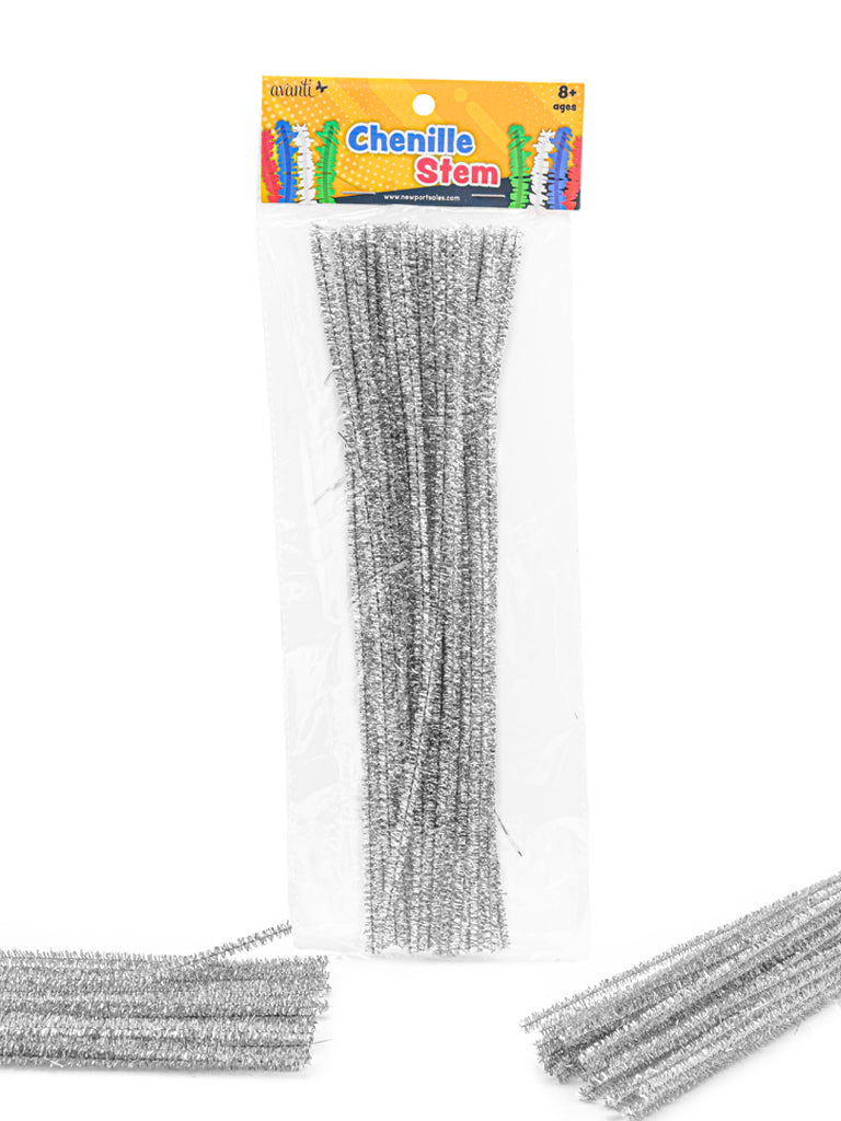 Pipe Cleaners Crafts Set by Avanti,  Gold & Silver Color, Pipe Cleaners Chenille Stem for Craft DIY Art Supplies, 25 Pieces, 12-Pack