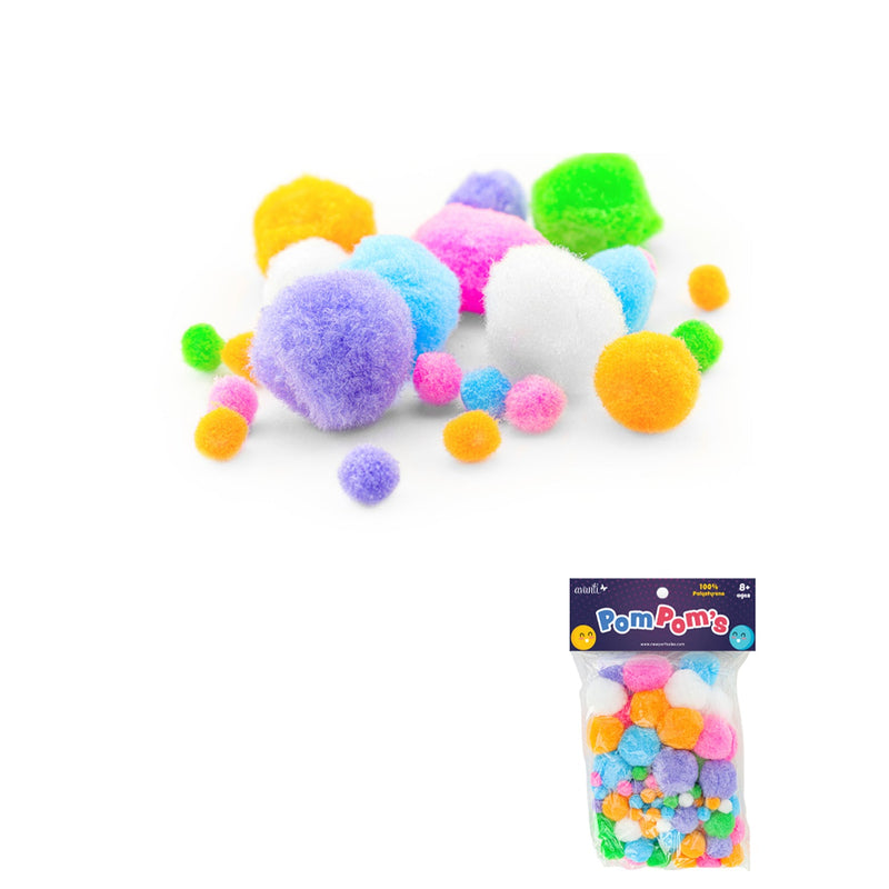 Pompoms by Avanti, Fuzzy Pom Poms Balls, Variety Color for DIY Creative Crafts Decorations, 100 Pcs