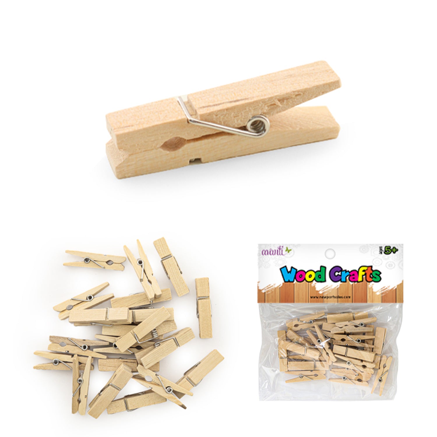 Mini Clothespins, Decorative Wood Clothes Pin of 2