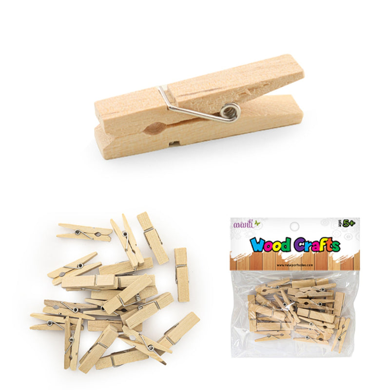 Mini Clothespins, Decorative Wood Clothes Pin of 2" Inches, 25pcs.