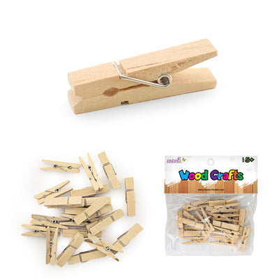 Mini Clothespins, Decorative Wood Clothes Pin of 2" Inches, 25pcs.,   12-Pack