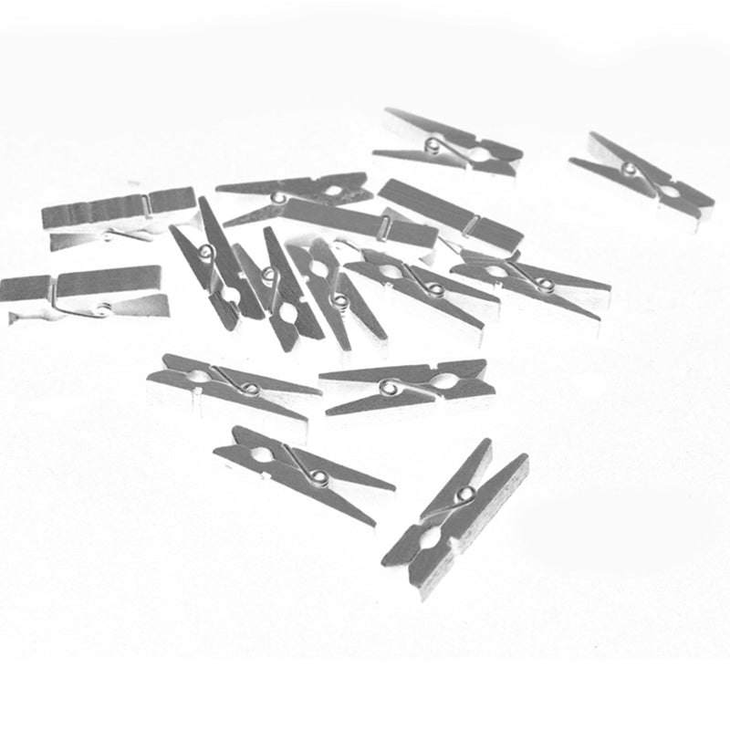 Silver Wooden Clothespins, 25 Pins of 1 1/4" inches