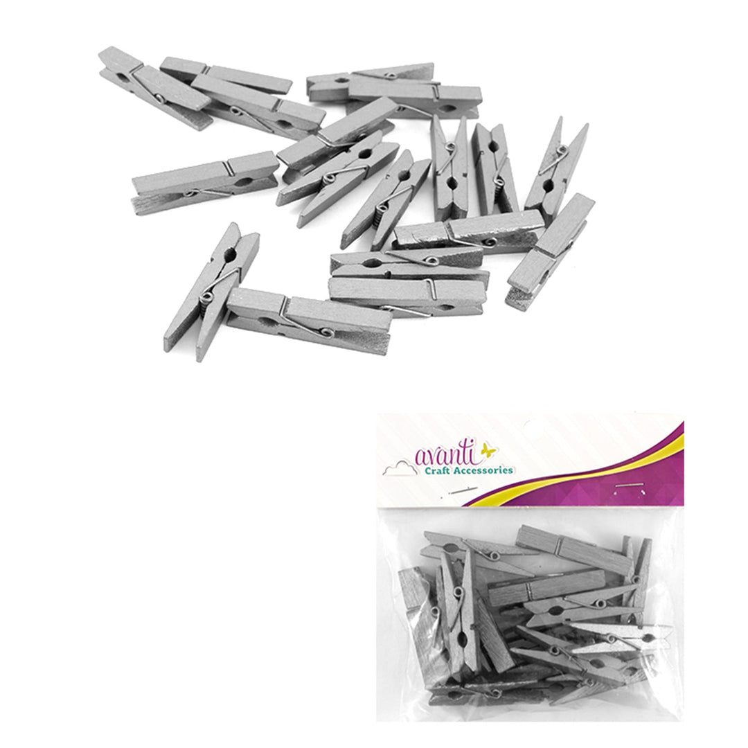Avanti Wooden Clothespins, 18pcs, Large Wood Clips of 1 1/4" inches, Gold & Silver,   12-Pack