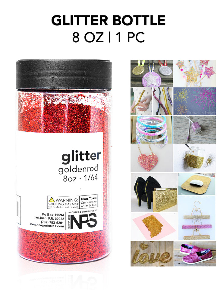 Glitter Acrylic, Craft Twinkle, 8 Fl. Oz. 1/64 Size, Variety Colors, 6-Pack