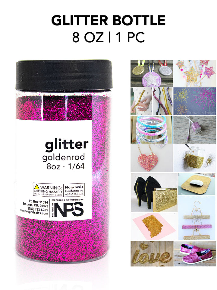 Glitter Acrylic, Craft Twinkle, 8 Fl. Oz. 1/64 Size, Variety Colors, 6-Pack