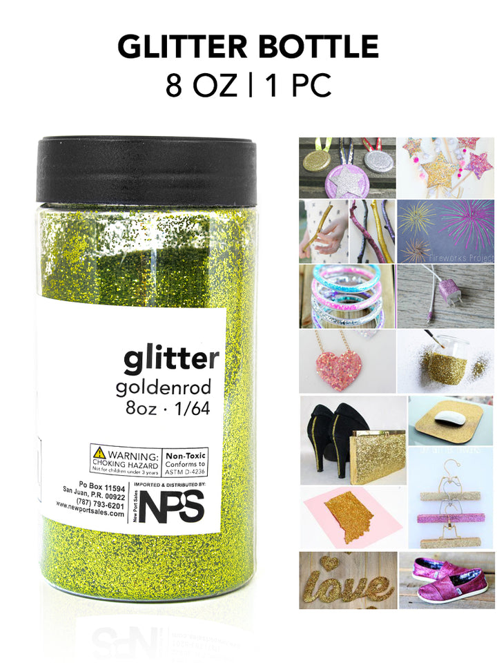 Glitter Acrylic, Craft Twinkle, 8 Fl. Oz. 1/64 Size, Variety Colors, 6-Pack