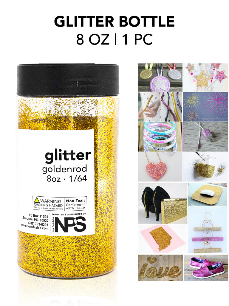 Glitter Acrylic, Craft Twinkle, 8 Fl. Oz. 1/64 Size, Variety Colors, 6-Pack