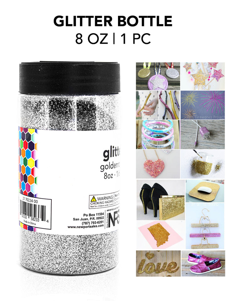 Glitter Acrylic, Craft Twinkle, 8 Fl. Oz. 1/64 Size, Variety Colors, 6-Pack