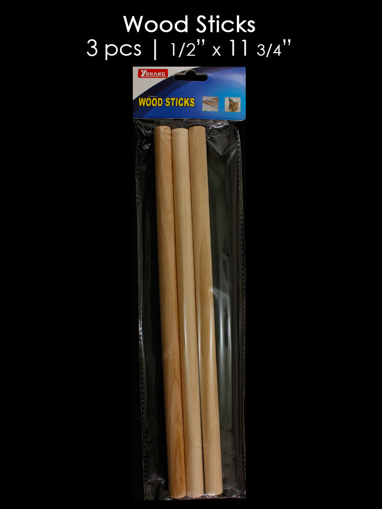 Natural Wood Popsicle Sticks, Craft Sticks 11-3/4 inches, 3 Pcs