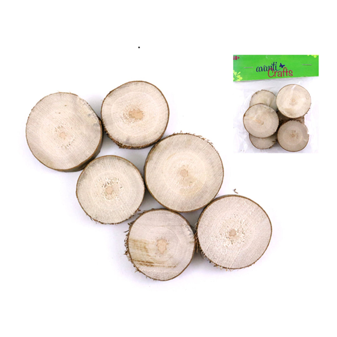 Natural Wood Slices, Craft Unfinished Wood Chip for DIY, 6 Pcs