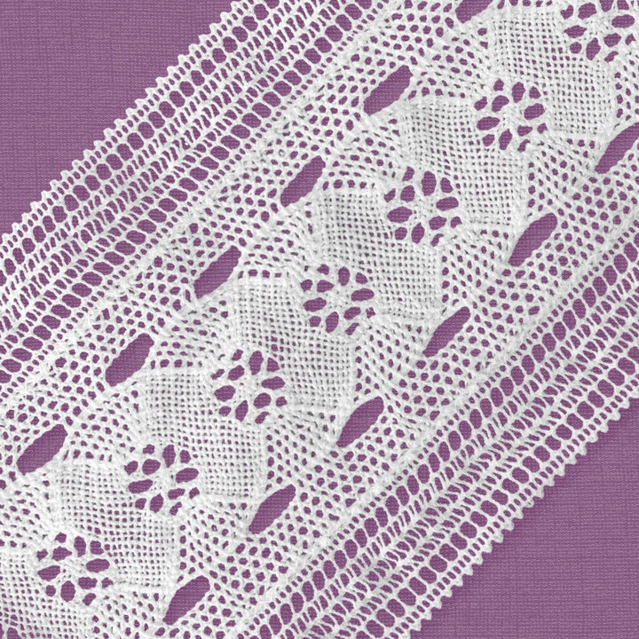 Cluny Lace, Spanish Cotton, White and Beige, 5 inches