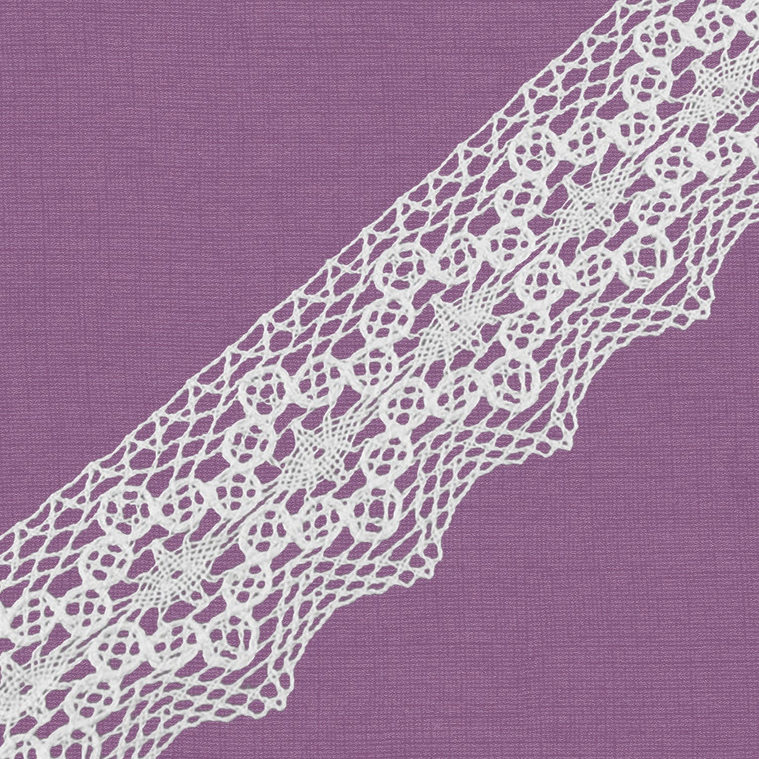 Cluny Lace, Spanish Cotton, White and Beige, 2 1/4 inches, 33Yards Pack