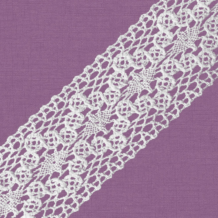Cluny Lace, Spanish Cotton, White Color, 2 inches, 33Yards Pack