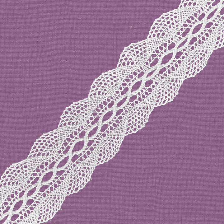 Cluny Lace, Spanish Cotton, White and Beige, 1 1/4 inches, 33Yards Pack