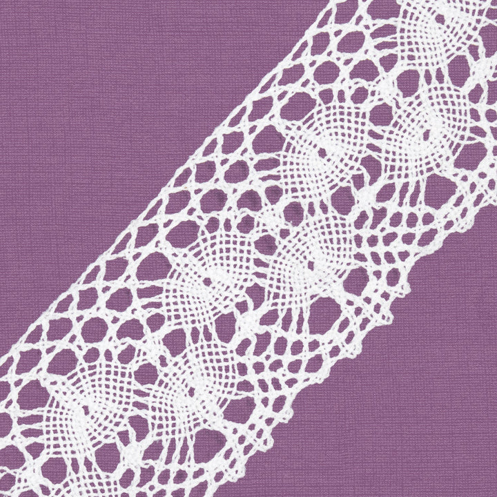 Cluny Lace, Spanish Cotton, Fantasy Lace, White and Beige, 2 1/4 in / 6 cm