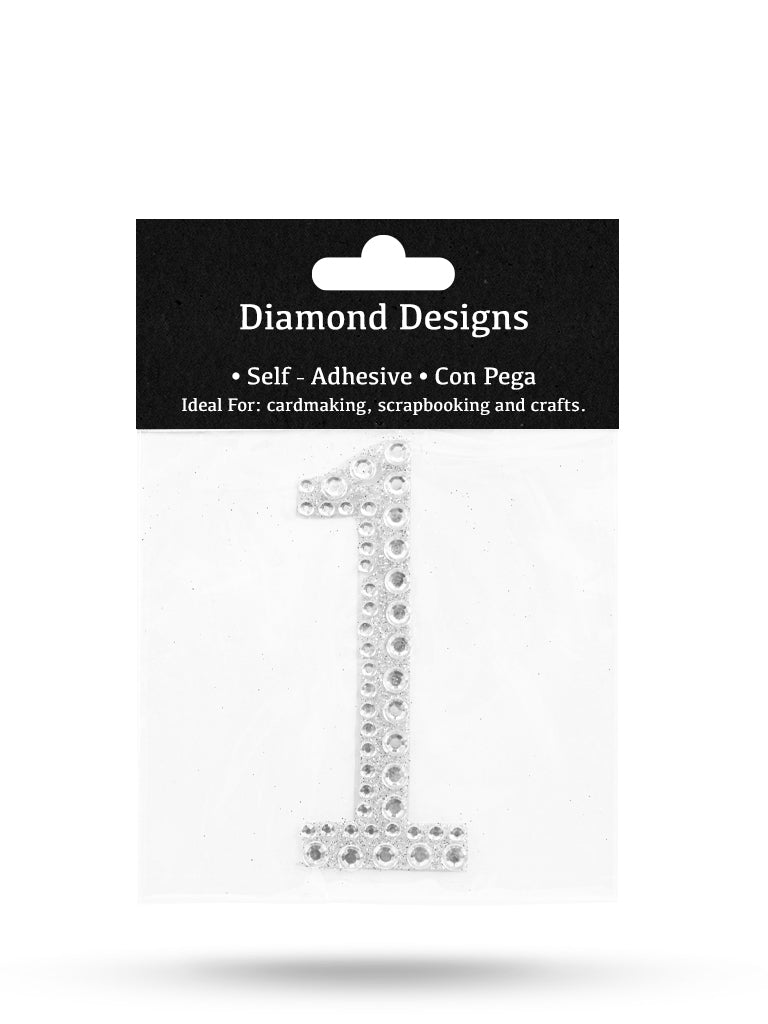 Rhinestone Numbers, 0 - 9, 80mm, Adhesive Application, 1 Piece, 10-Pack