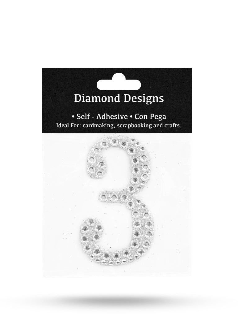 Rhinestone Numbers, 0 - 9, 80mm, Adhesive Application, 1 Piece