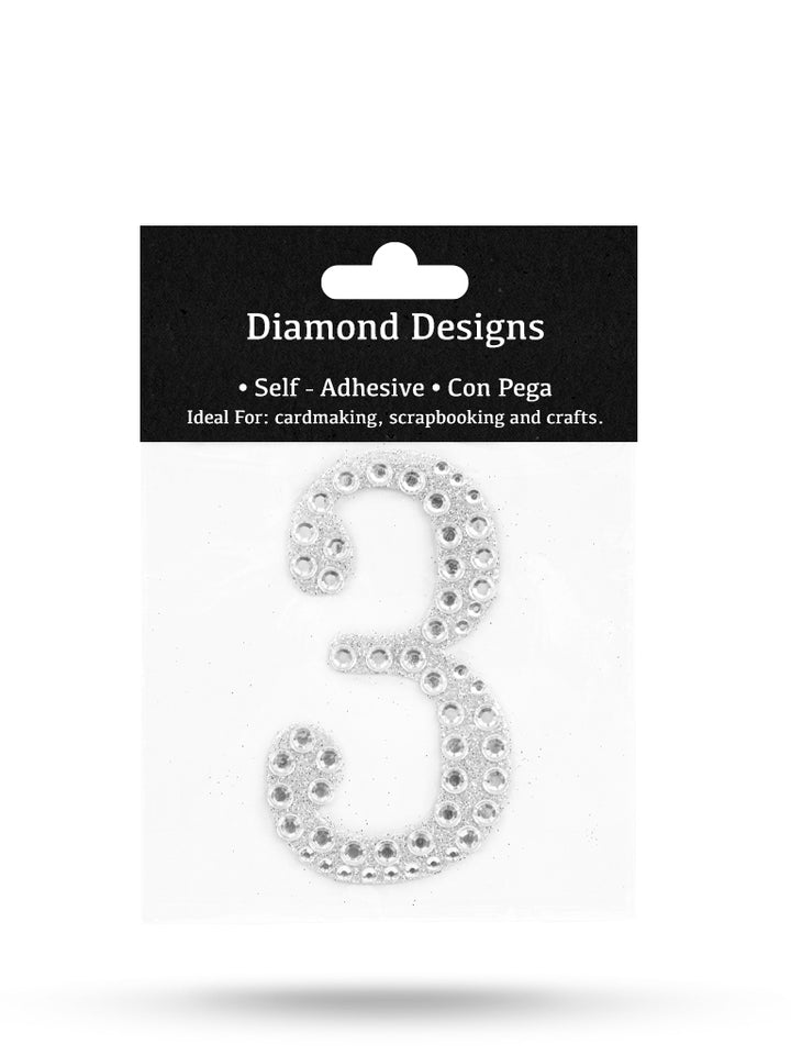 Rhinestone Numbers, 0 - 9, 80mm, Adhesive Application, 1 Piece, 10-Pack