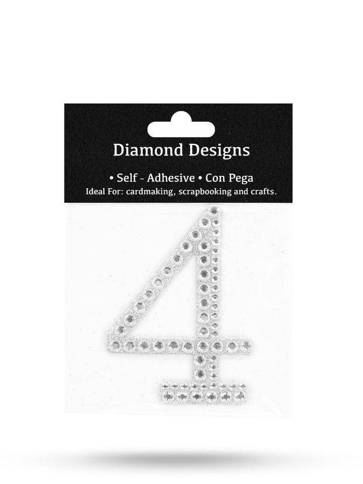 Rhinestone Numbers, 0 - 9, 80mm, Adhesive Application, 1 Piece, 10-Pack