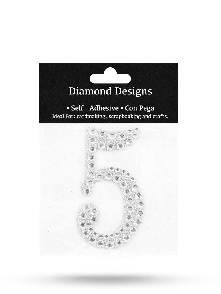 Rhinestone Numbers, 0 - 9, 80mm, Adhesive Application, 1 Piece
