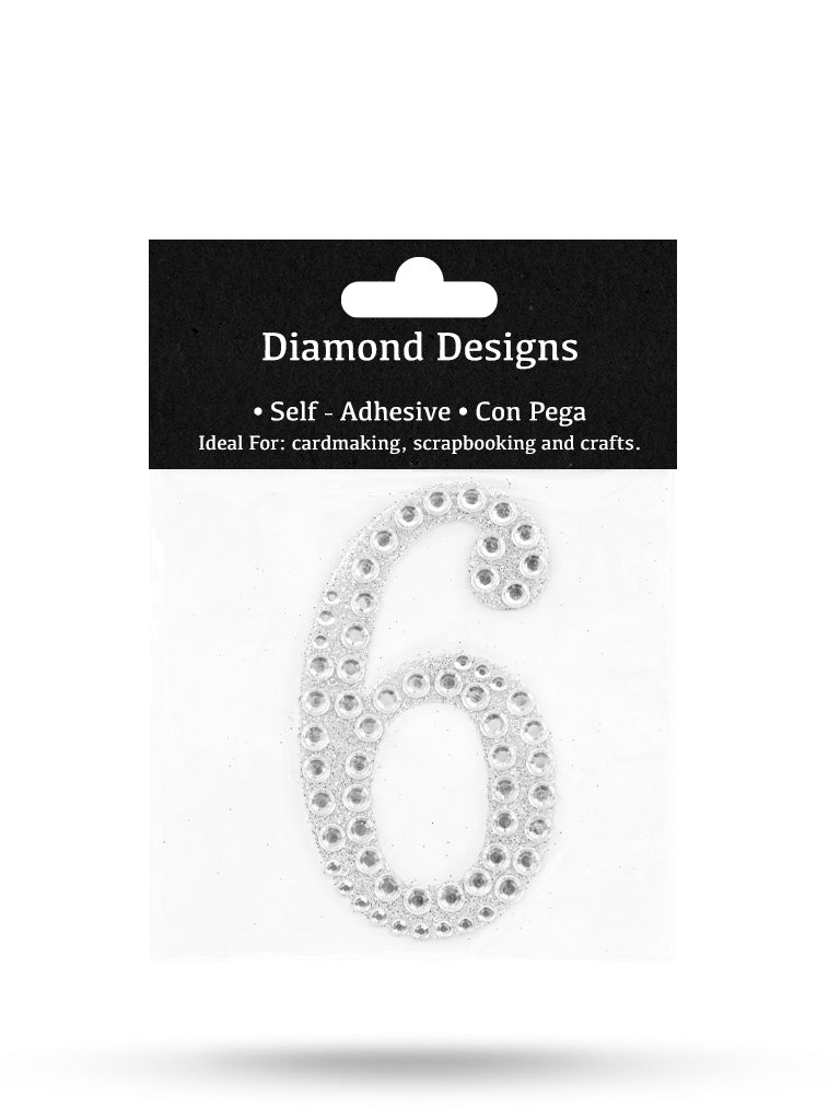 Rhinestone Numbers, 0 - 9, 80mm, Adhesive Application, 1 Piece, 10-Pack