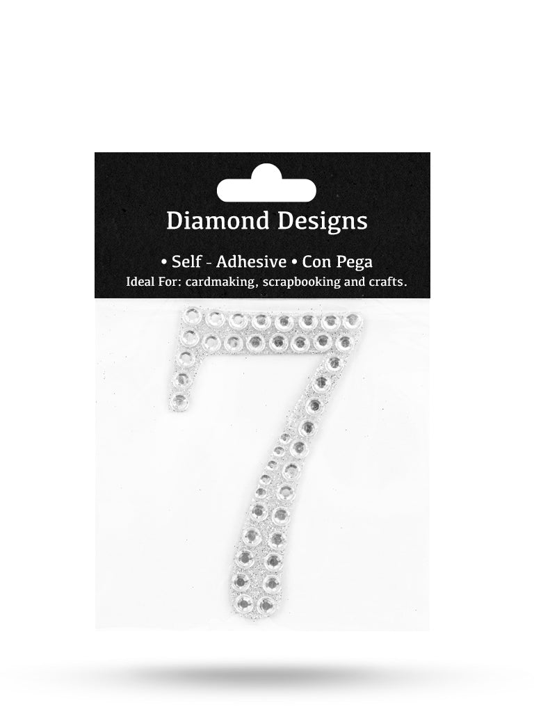 Rhinestone Numbers, 0 - 9, 80mm, Adhesive Application, 1 Piece, 10-Pack