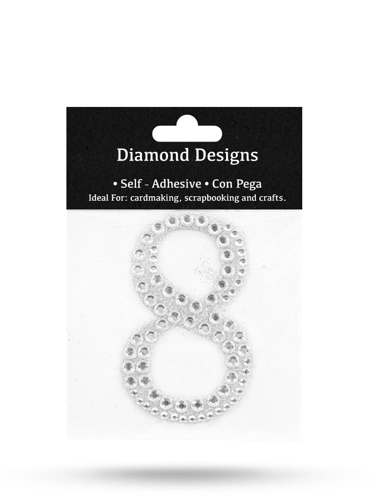 Rhinestone Numbers, 0 - 9, 80mm, Adhesive Application, 1 Piece