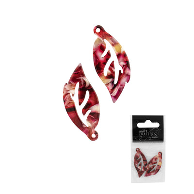 Resin Leaf Pendant Charm, Variety of Colors, 2 pcs, 12-Pack