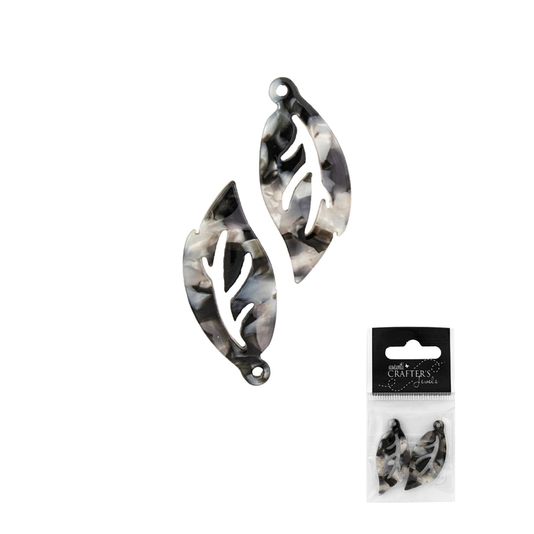 Resin Leaf Pendant Charm, Variety of Colors, 2 pcs, 12-Pack