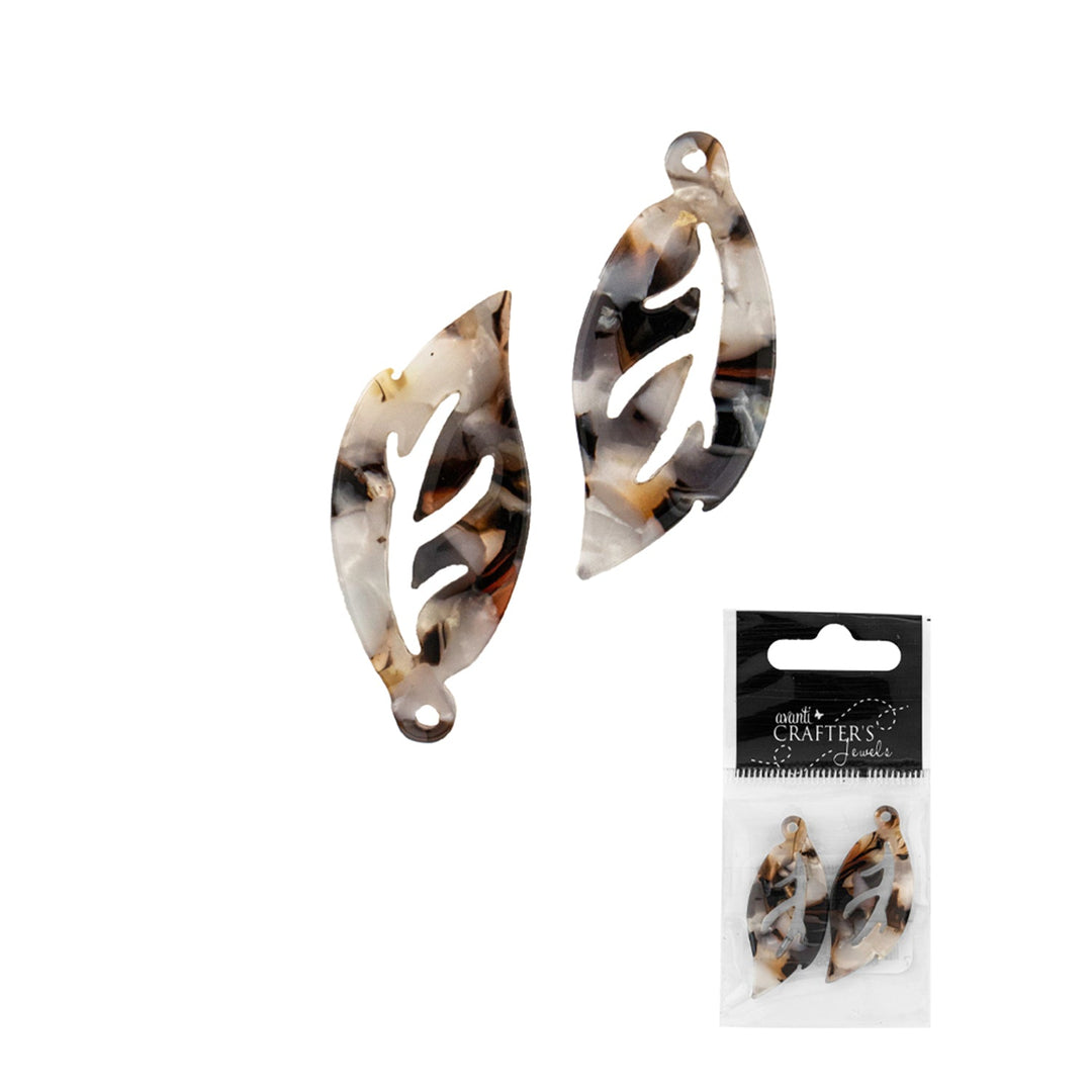Resin Leaf Pendant Charm, Variety of Colors, 2 pcs, 12-Pack