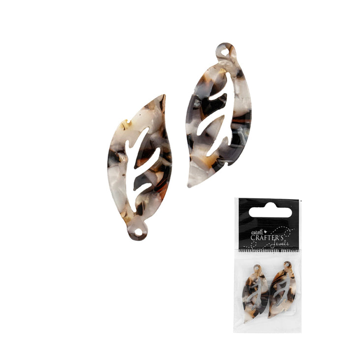 Resin Leaf Pendant Charm, Variety of Colors, 2 pcs, 12-Pack