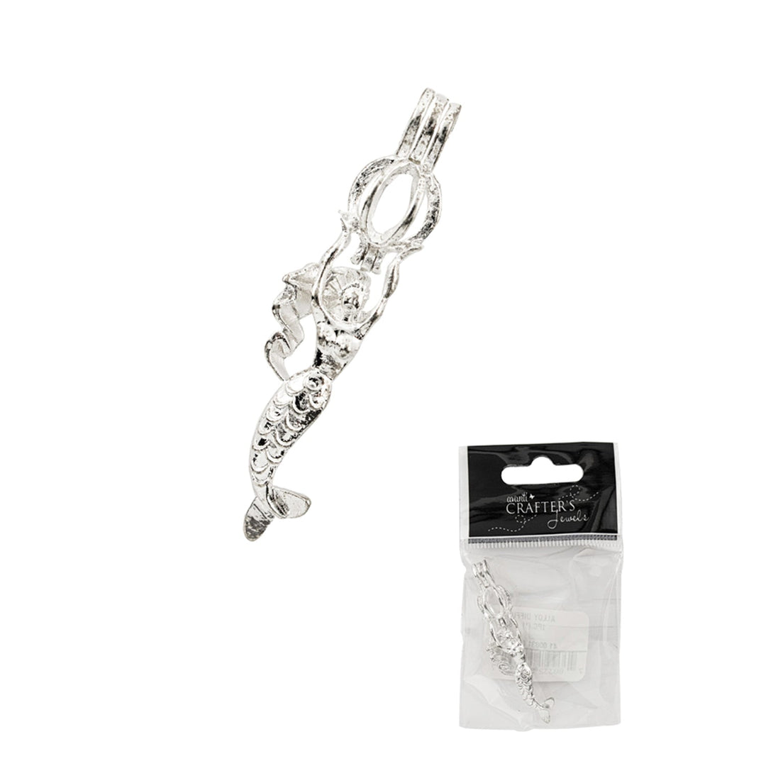 Alloy Mermaid Lock Pendant Charm, Silver Color, 12 pack of 1 pc