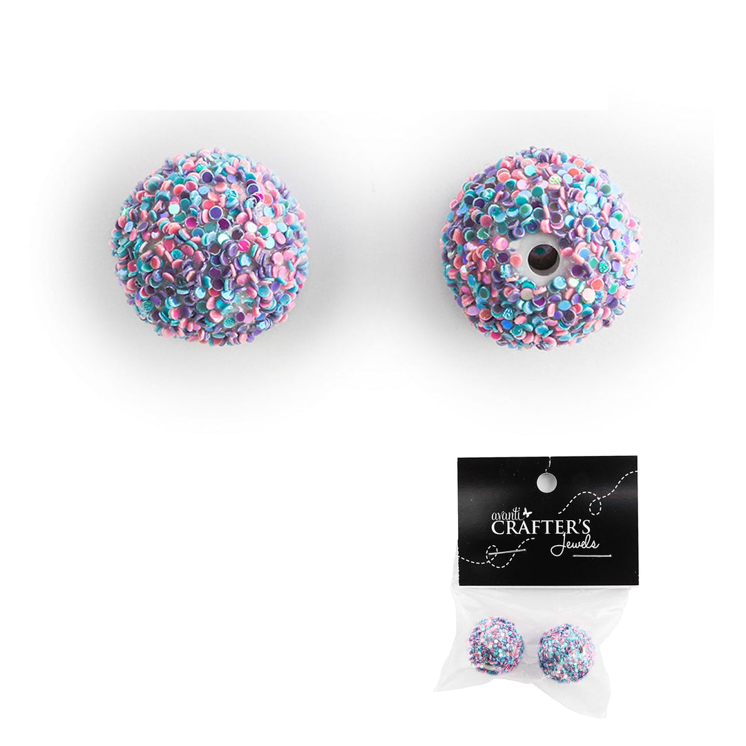 Glitter Beads with Sequins, Variety of Colors, 2 pcs