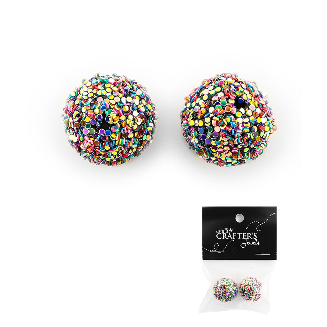 Glitter Beads with Sequins, Variety of Colors, 2 pcs