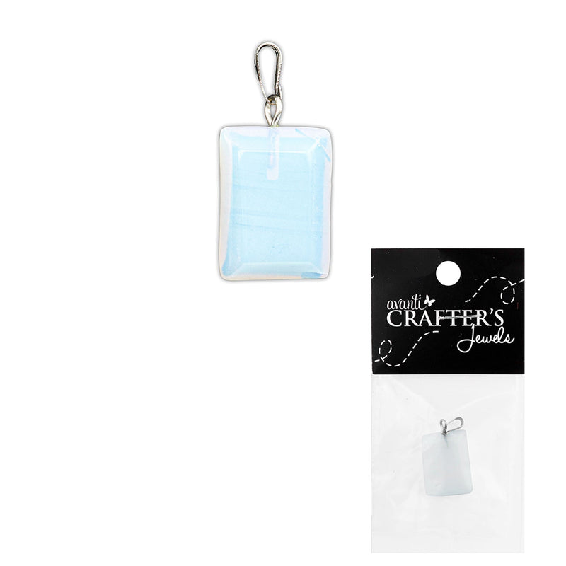 Opalite Pendant Charm with 304 Stainless Steel Hook, Blue, 1 Pieces