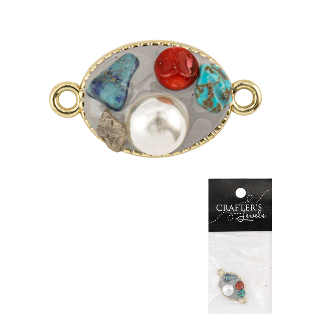 Necklace Link Pendant with Gemstones, Ornament, 12 pack of 1 pc