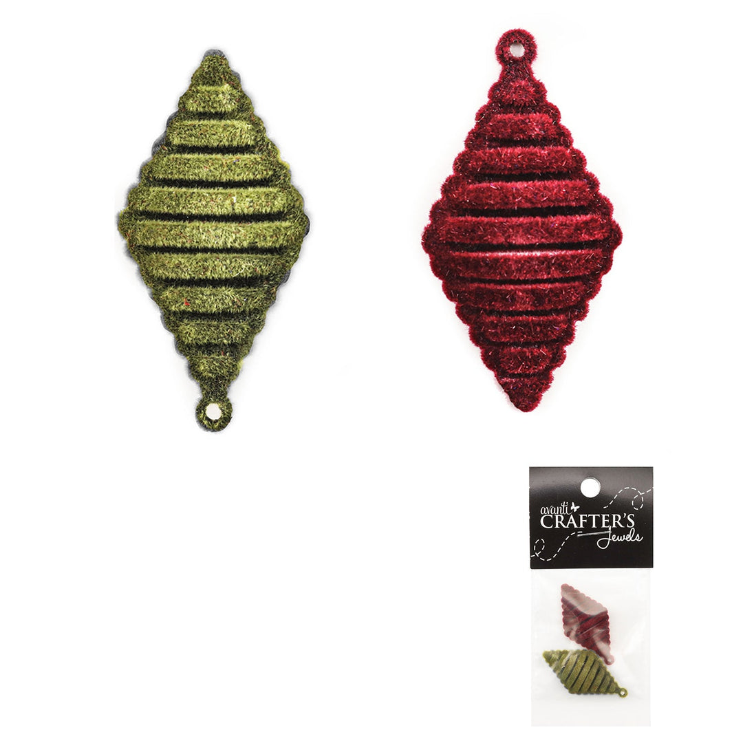 Flocky Iron Pendant Charm, Red/Gold, 2 Pieces