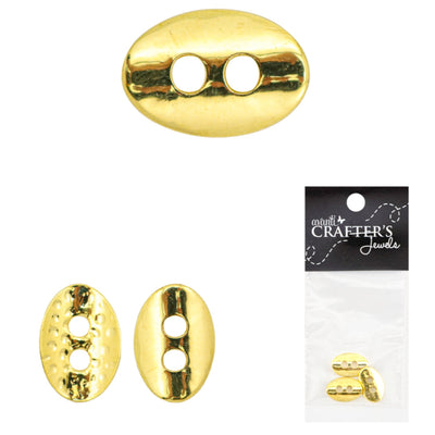 Brass Buttons, Gold & Silver, 14x10mm, 3 Pieces, 12-Pack