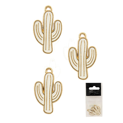 Cactus Pendant Charm, Variety of Colors, 12 pack of 3 pcs