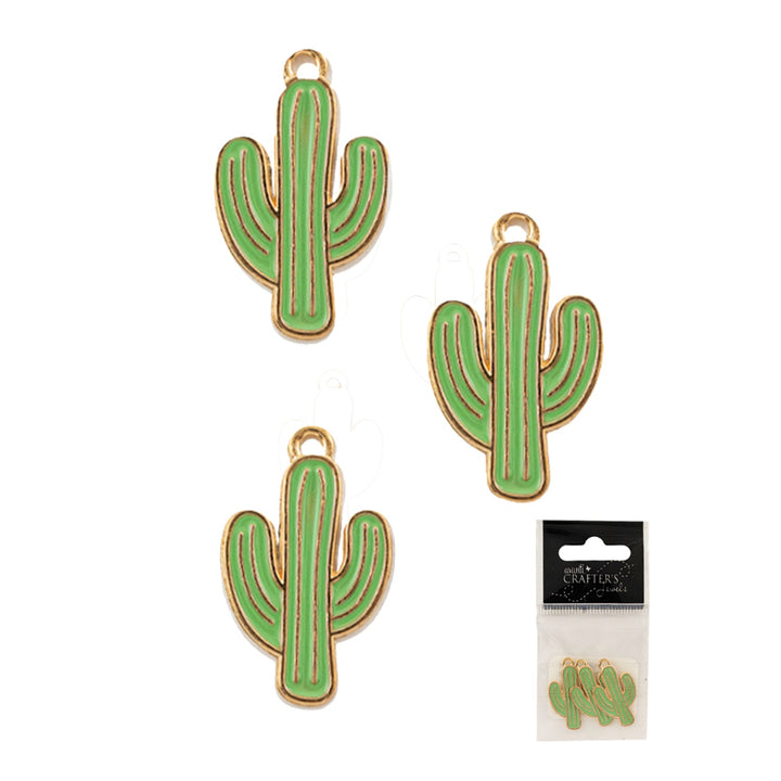 Cactus Pendant Charm, Variety of Colors, 12 pack of 3 pcs