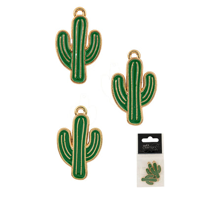 Cactus Pendant Charm, Variety of Colors, 12 pack of 3 pcs