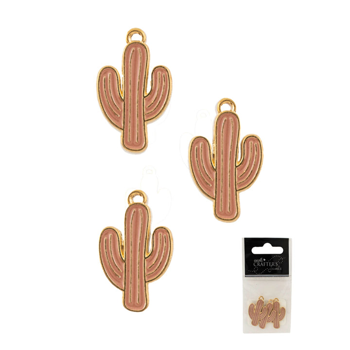 Cactus Pendant Charm, Variety of Colors, 12 pack of 3 pcs