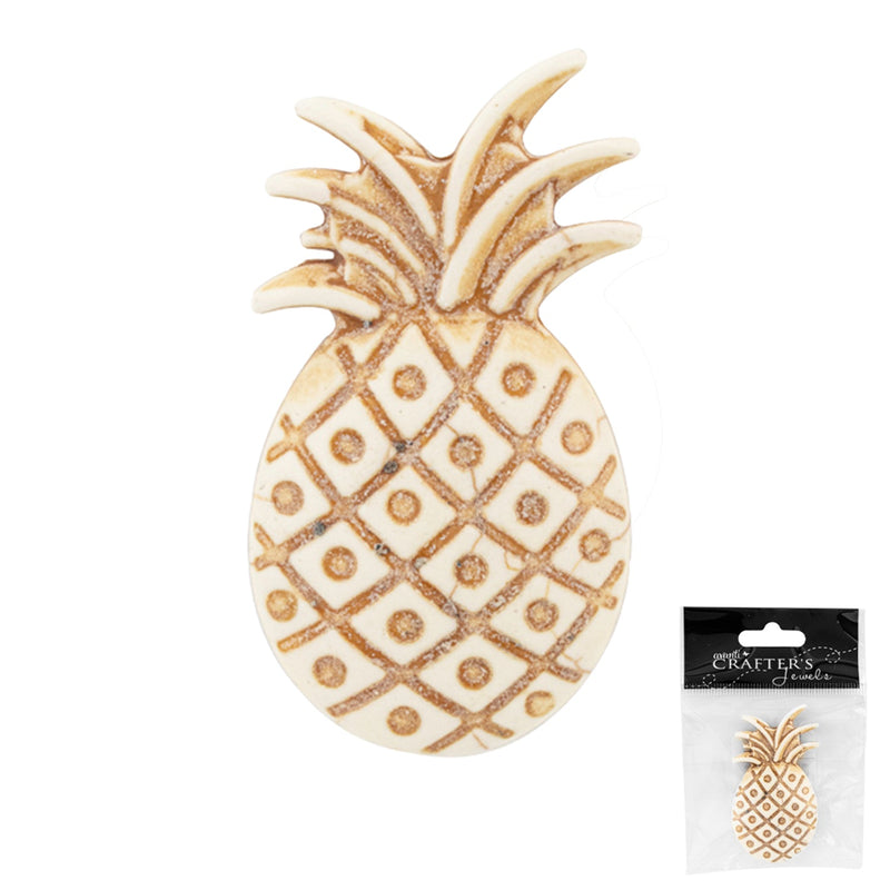 Howlite Pineapple Pendant Charm, White and Brown, 12 pack of 1 pc