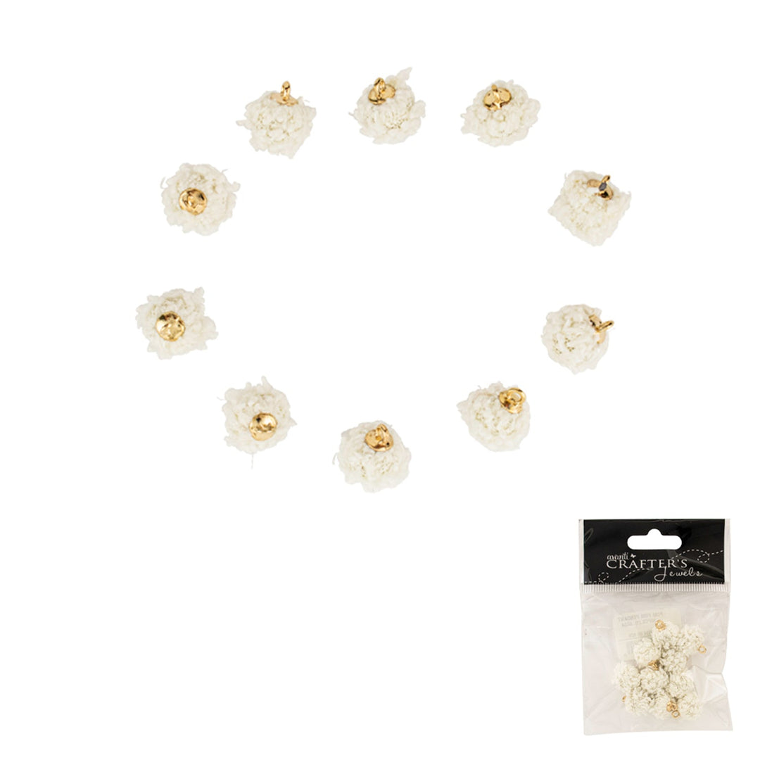 Pom Pom Pendant Charms, Faux Fur, Color Variety, 10 Pieces