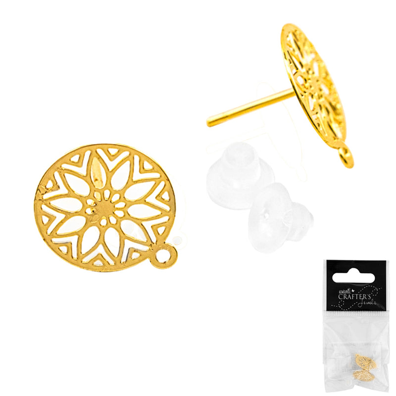 Gold Plated Earrings, 2 Pieces, 12-Pack