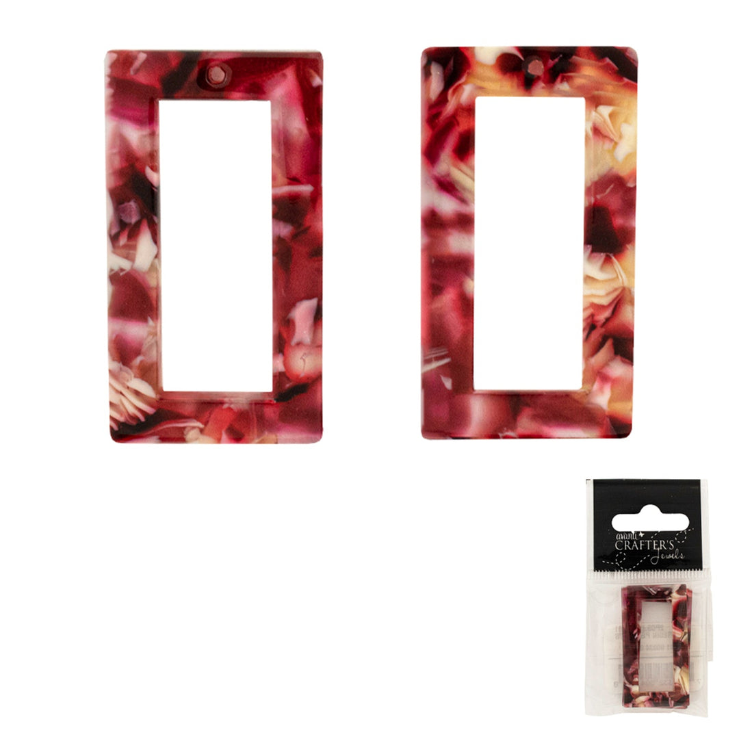 Rectangular Resin Pendants, Swirl Design, 2 Pieces, 12-Pack