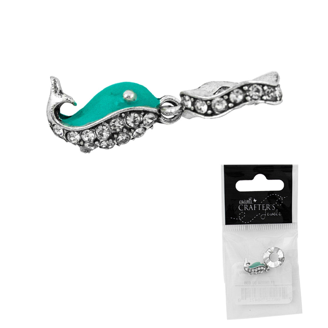 Whale Pendant, Alloy Rhinestone, Blue, 1 Piece